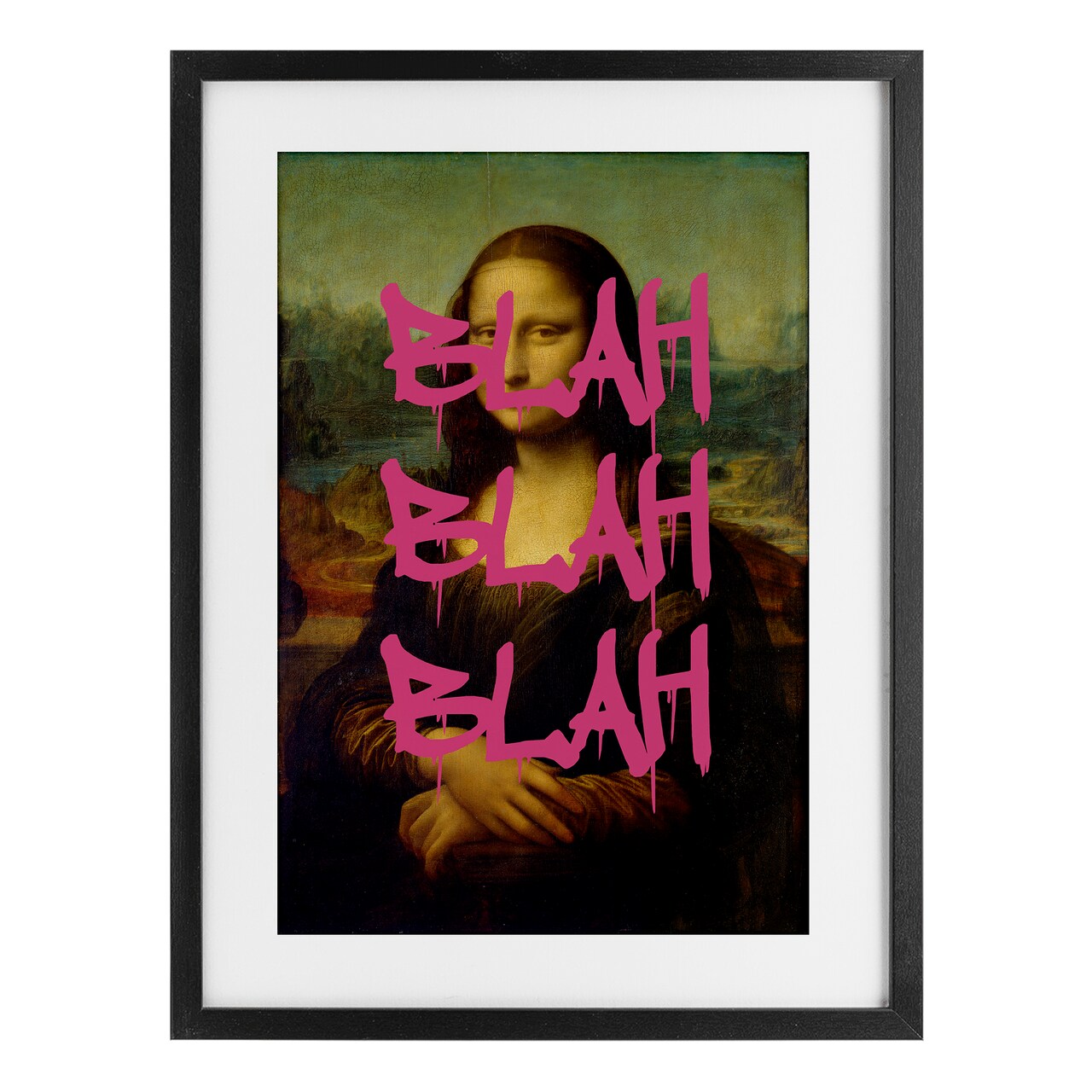 Stupell Industries Graffiti Over Mona Lisa Framed Print Under Glass, design by Masters Redux